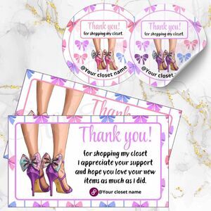 120 Pack Hight Heels Personalized Thank You Cards & Stickers